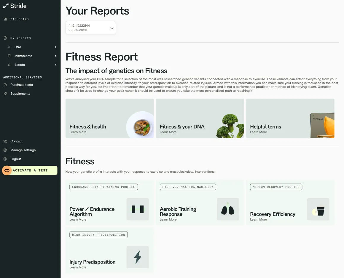 Stride portal screenshot