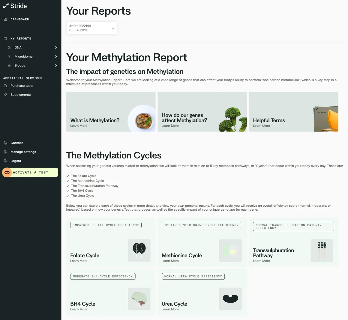 Stride portal screenshot