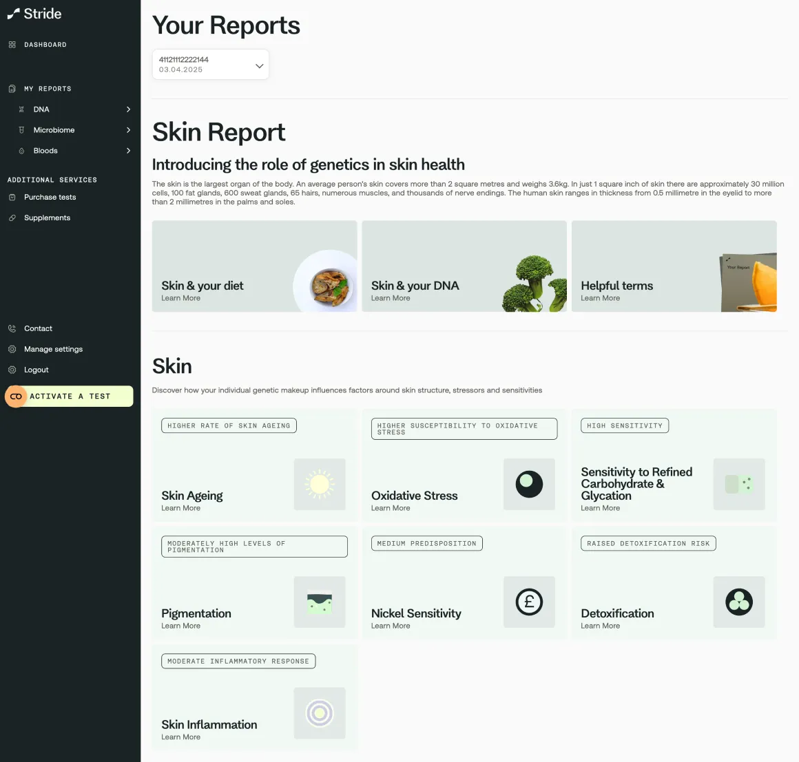 Stride portal screenshot