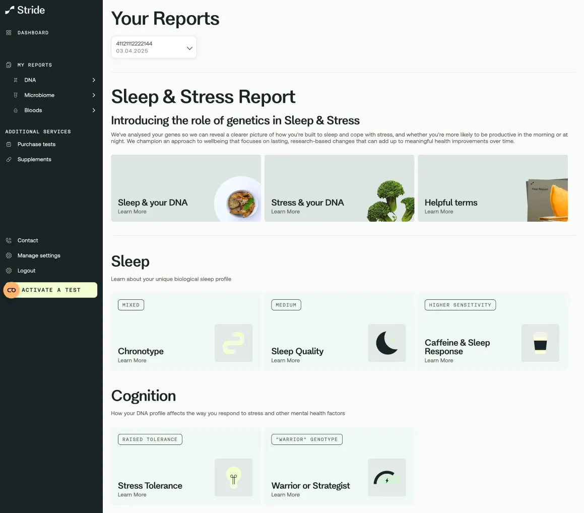 Stride portal screenshot