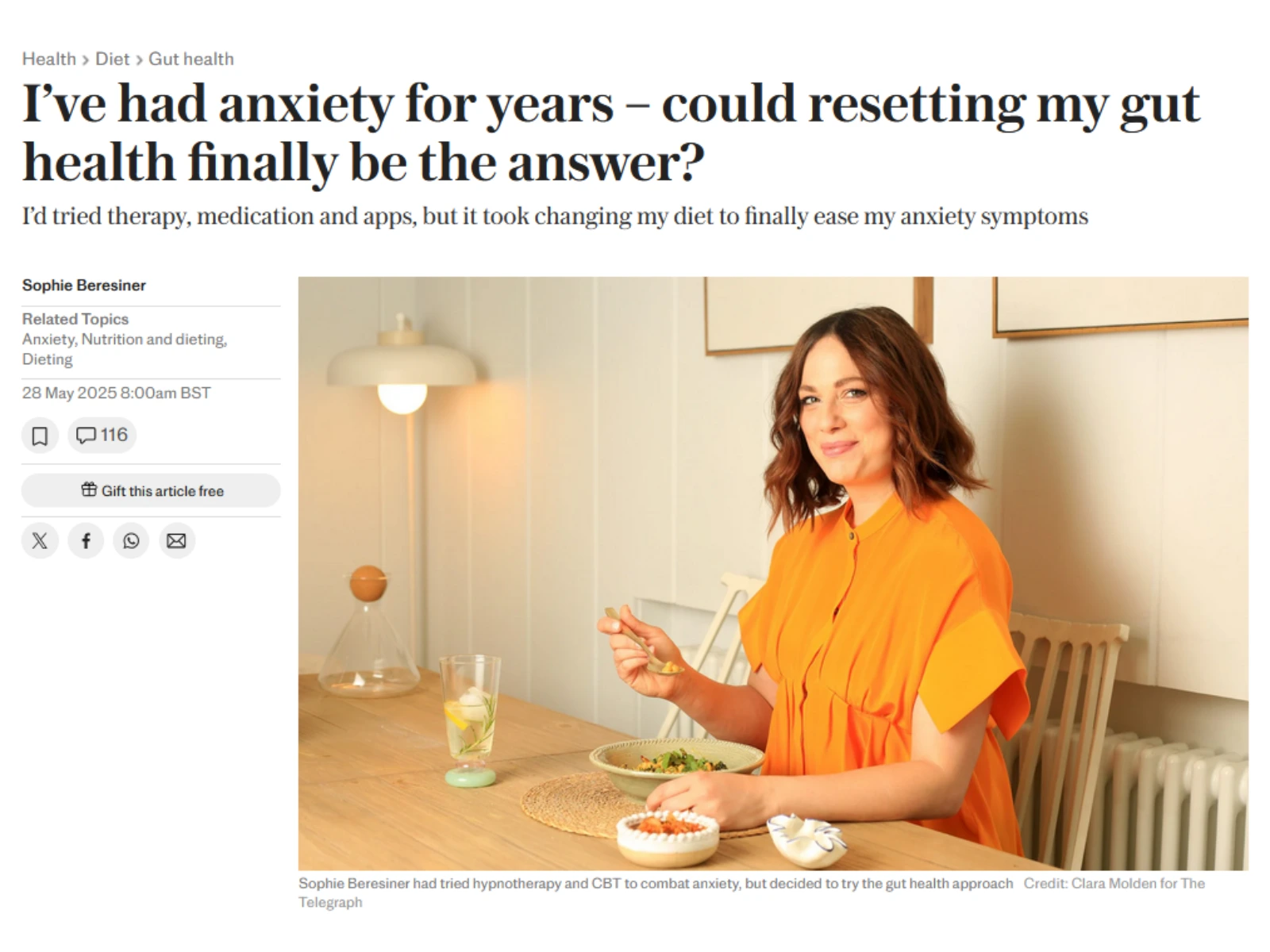 The Telegraph: I've had anxiety for years - could resetting my gut health finally be the answer?
